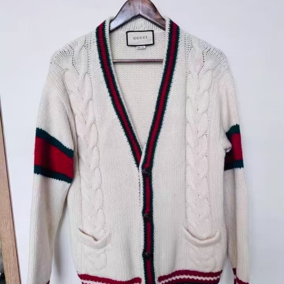Gucci Cream Sweater with Red and Green Accents
